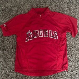 Majestic Red Los Angeles Angels of Anaheim Men's Baseball Jersey Shirt